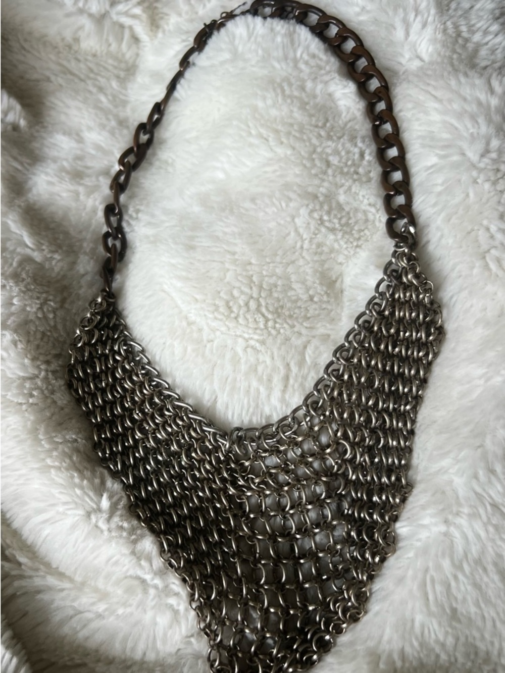 Metal Mesh Statement Choker Necklace in Gunmetal